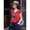Camisa de manga corta ligeramente lujosa con cuello de diseño de cinta para mujer, nueva moda de verano, top elegante y versátil