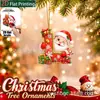 Nuevo Colgante de Letra de Acrílico Plano 2D Papá Noel Campana de Regalo Adorno de Decoración para Árbol de Navidad