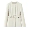 Blazer de Otoño 2025 Nuevo para Mujer, Corte Ajustado con Cinturón + Pantalones Sueltos Bb7-10817
