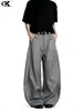 Calças estilo Retro Americano 11Kn para Homens e Mulheres, Corte Tridimensional, Caimento Solto, Perna Larga Fluida, Calças Longas Casuais Emagrecedoras