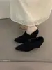 Mocasines de mujer para otoño e invierno, de tacón alto, cálidos y forrados de felpa, en un estilo retro marrón bosque