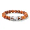 Pulsera tejida a mano con corona de lapislázuli europeo y americano de 8 mm, ágata negra, ágata roja, ojo de tigre, nicho original, venta al por mayor