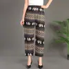 Calça de Verão Feminina para Meia-Idade e Idosos, Fina, de Seda de Gelo, Anti-Mosquito, para Casa, Casual, Fornecimento Transfronteiriço, Reta, Cintura Alta, Estilo Mãe, Estampada