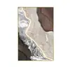 Pintura decorativa de entrada de alto nivel con marco de metal abstracto en estilo wabi-sabi con líneas artísticas e iluminación