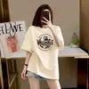 Camiseta de Manga Corta para Mujer de Algodón Puro Gris Oscuro, Nuevo Estilo Verano 2025, Top Holgado Estilo Europeo Oversize, Camiseta de Moda al por Mayor