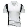 Nueva Camisa Polo de Manga Corta para Hombre de Comercio Exterior Transfronterizo, Moda de Verano para Hombres Jóvenes, Color Sólido, Bloques de Color Simples, Camiseta con Cuello de Solapa para Hombre