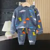 Conjunto de ropa interior de primavera y otoño para niños, algodón puro, para niños y niñas, incluye tops y pantalones de otoño, pijamas y ropa de estar por casa, al por mayor