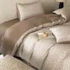 Conjunto de Lençóis de Algodão Pérola de Classe A para Cama de Quatro Peças, Capa de Colcha de Algodão, Conjunto Doméstico de Quatro Peças Roxo Espessado Escovado Macio