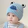 Gorros para Bebés y Niños Pequeños para Otoño e Invierno Engrosados Lindos de Rana para Bebé Niño y Niña Gorros de Lana Tejida a Prueba de Viento y Cálidos