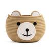 Xinyide Cesta de armazenamento de corda de algodão com desenho de urso, bolsa de cesta de tecido bordado, cesta de armazenamento de corda de cânhamo personalizada