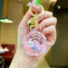 Llavero de Rosa Acrílica con Relleno Líquido, Accesorio Creativo de Campana, Colgante en Forma de Corazón para Bolsos