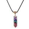 Amazon deseo Collar Columna Hexagonal de Grava Natural de Siete Venas Colgante Reiki Joyería Irregular Forma de Cono