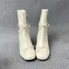 Botas Femininas 2026 Outono Inverno Estilo Ballet Elegantes com Laço Francês Salto Grosso Emagrecedoras Confortáveis Modernas