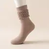Em estoque Meias Amazon Femininas Cano Longo Outono e Inverno Espessadas terry Stouch socks Bolha Amontoada Meias para Panturrilha