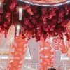 Cortina Transparente Decoración Tela Impermeable Fondo de Boda Techo Estilo Antiguo Rojo Techo de Boda Transmisión en Vivo Cortina Estilo Chino Gasa Flotante