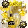 Set de Globos de Año Nuevo 'Hola 2027' de Una Pieza, Botella de Vino, Globos de Papel de Aluminio de Estrella de Cinco Puntas, Decoraciones para Fiesta de Año Nuevo