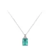 Moda Elegante S925 Prata Esterlina Anel Quadrado Colar Feminino Simples Luz Luxo High-end Azul Verde Jóias terno