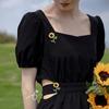Accesorios de suéter con broche de diamantes de margaritas y girasoles Van Gogh con esmalte floral japonés y coreano de alta gama