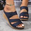 Sandalias europeas y americanas nuevas 2024, sandalias con costuras huecas para mujer, sandalias de cuña cruzadas de tacón alto, zapatillas de talla grande para mujer