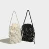 2024 Novo Estilo Florestal Literário e Artístico Bolsa Satchel de Alto Nível Bolsa Tecida com Pérolas Design Recortado com Miçangas Bolsa Transversal de Ombro Único