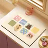 Tapete de ralo de cozinha com padrão patchwork estilo fresco mais vendido, absorvente e de secagem rápida, tapete isolante térmico para restaurante, porta-copos para máquina de café, em estoque