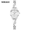 Mokago relógio feminino versátil temperamento mostrador madrepérola pulseira de metal relógio incrustado com strass formato de coração moderno relógio de quartzo atacado