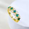 Anillo de Moda de Plata S925 para Mujer Mujing Jewelry, Anillo Plano Atractivo de Esmeralda Artificial Colorida para Uso Diario