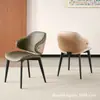 Mesa de Jantar e Cadeiras de Couro Transfronteiriças Estilo Minimalista Moderno Meados do Século Luxo Leve High-End com Encosto para Uso Doméstico