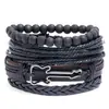 Pulseira Trançada de Liga Metálica com Decoração de Guitarra, Conjunto de Pulseiras de Quatro Peças, Joia Nova Popular Transfronteiriça, Estilo Literário Retrô