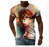 Moda de Verão as Novas Camisetas Masculinas Gráficas de Leão Animal Casuais