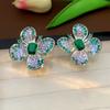 Aretes de Pin de Plata con Flor Elegante de Alta Gama con Incrustaciones de Zirconio de Lujo de Industria Pesada, Exquisitos, de Moda, Elegantes, de Lujo, Nicho, Joyería para la Oreja