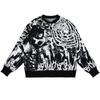 Otoño e Invierno 2025 Nuevo Suéter de Cuello Redondo de Moda Europea y Americana Jersey Tejido Jacquard Camisa de Manga Larga Suelta Suéter High Street