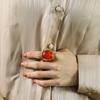 Anillo de Acero de Titanio para Hombre y Mujer con Piedra Ojo de Gato Grande Exagerado Simple de Moda Estilo Ins Europeo y Americano Niche Anillo de Moda de Alta Gama