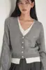 Suéter Gris Falso de Dos Piezas Eighthnonth para Mujer, Nuevo Cárdigan de Punto para Primavera y Otoño con un Estilo Relajado y de Alta Gama