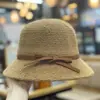 Nuevo Sombrero de Pescador con Lazo para Mujer Otoño e Invierno Versátil Cálido de Ala Ancha Sombrero de Cachemira Elegante Sombrero Cubo Adelgazante