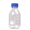 Frasco Reagente com Tampa Azul, Frasco de Vidro Marrom de Laboratório Graduado com Tampa de Rosca, Frasco de Vidro Transparente para Amostragem, Frasco de Amostra