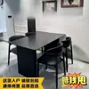 Mesa de Comedor de Piedra Sinterizada Minimalista Negra Mate Juego de Mesa y Sillas de Comedor de Piedra Sinterizada Apartamento Pequeño Lujo Ligero Casa de Alquiler Mesa de Comedor Larga