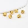 Oro Real de 18K Calado Diamante de Pedrería Bola Separadores de Perlas Flor Sombrero Bola Tori Pulsera Accesorios de Perlas Accesorios DIY de Cristal D79B