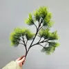 Ramas artificiales de pino y ciprés, agujas de pino, ramas de pino de bienvenida para paisajismo, plantas verdes, ramas de pino Nobili con frutos, ramas de árbol artificiales