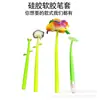 Atacado Extensor de Lápis Macio Estéreo 3D Tampa de Caneta Silicone Fofo para Crianças Decoração de Ponta de Caneta Capa de Caneta Desenho Animado em PVC