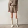 Shorts Casuais de Malha Feminino Outono e Inverno Novo Cashmere Curto Cordão Cintura Alta Lã Fina Tricô Moda