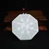 Pingente Bagua Tai Chi Pingente de Jade Branco Natural para Homens e Mulheres Pequeno Pingente de Colar de Jade Pingente de Jade Zhouyi Placa de Jade
