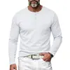 Camiseta Básica Masculina Henley de Manga Longa, Bolso Frontal com Meio Botão, Top Casual Multicor, 2026