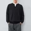 Suéter para Hombre Mo Mai Ke Alta Inteligencia Estilo Bloque de Color Cuello Otoño 2026 Nuevo Estilo Falso Dos Piezas Tejido para Hombre 22343.