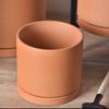 Maceta de Terracota Roja Cilíndrica con Plato Suculenta Rosa Verde Simple Fresca Cactus Cerámica Barro Teja Maceta Transpirable y Absorbente