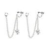 Pendientes de moda europeos y americanos sentido de alta gama de personalidad pendientes nicho moda femenina estilo frío ins pendientes largos clip para cartílago