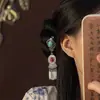 "Nanguo Lan Yiu" Nuevo Estilo Étnico Chinoiserie Pasador de Pelo con Borla para Niña Nicho Elegante Pinza Lateral para Flequillo Accesorios para el Cabello