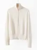 Cárdigan de Cremallera Doble Engrosado Suéter Puro de Cachemira 2026 Otoño/Invierno Nuevo Estilo Ropa de Punto para Mujer Chaqueta Cálida Cuello Alto Top
