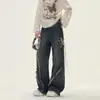 Jeans de Pierna Ancha de Verano Finos Estilo Americano con Bordado de Mariposas, Cremallera Lateral y Adorno de Encaje para Mujer
