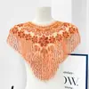 Cheongsam de Hombro Nube Bordado Pesado Vestido de Compromiso con Borlas de Perlas, Vestido de Nuevo Estilo Chino con Aplicación de Encaje en el Cuello Delantero